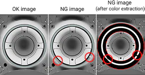 OK image, NG image, NG image(颜色提取后)